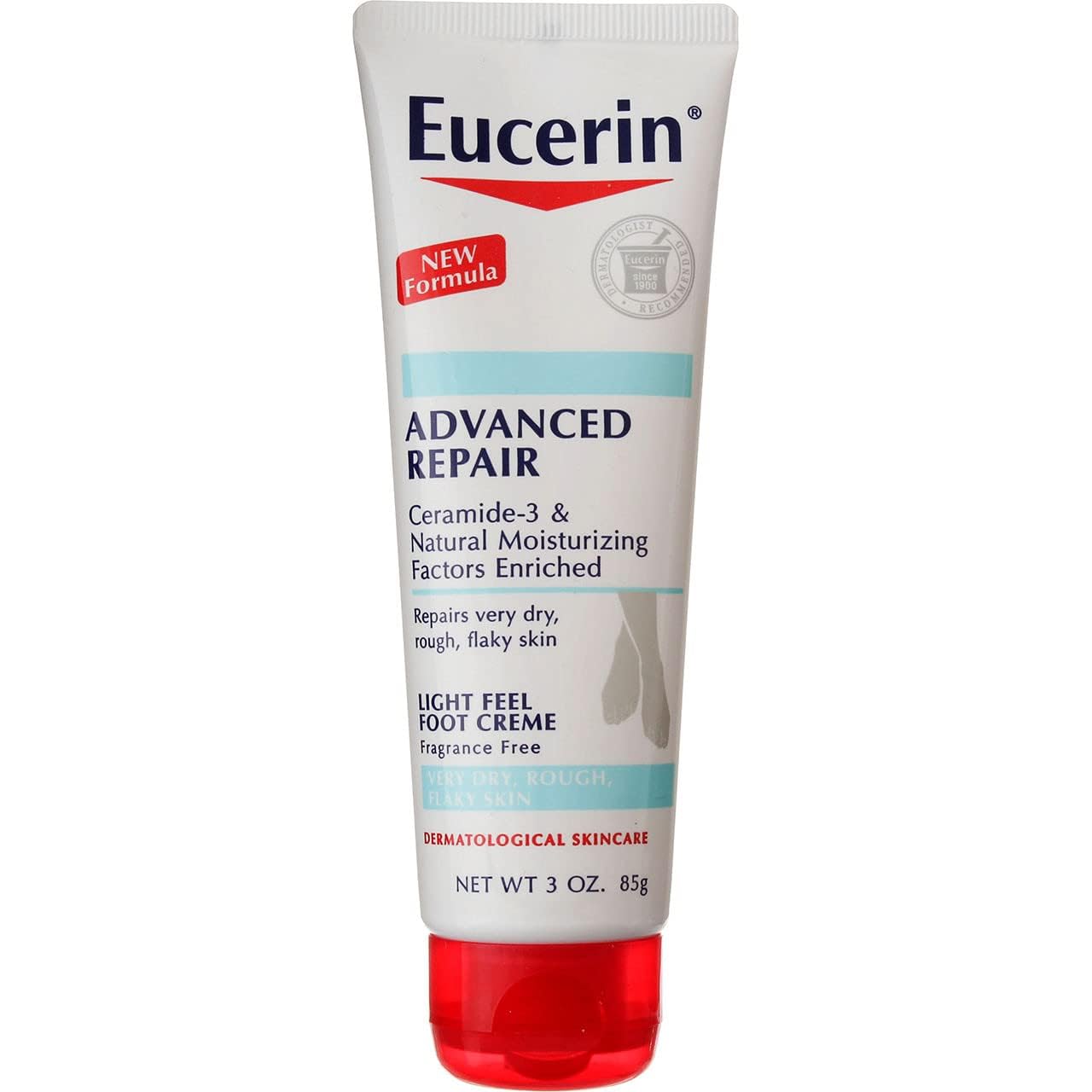 Eucerin Advanced Repair Foot Creme, Fragrance Free, 3 oz Tube, 12/Case