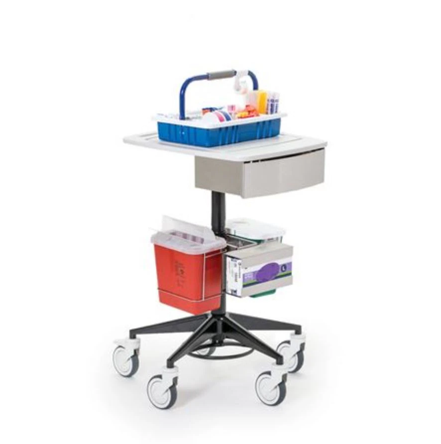 Marketlab Go-Cart Phlebotomy Workstation, 18.5" x 22.5" x 29-45" Adjustable Height, with Reagent, Positive/Negative Controls, Dispensing Pipets, Needle, Plastic Dispensing Vial, Dispensing Slides