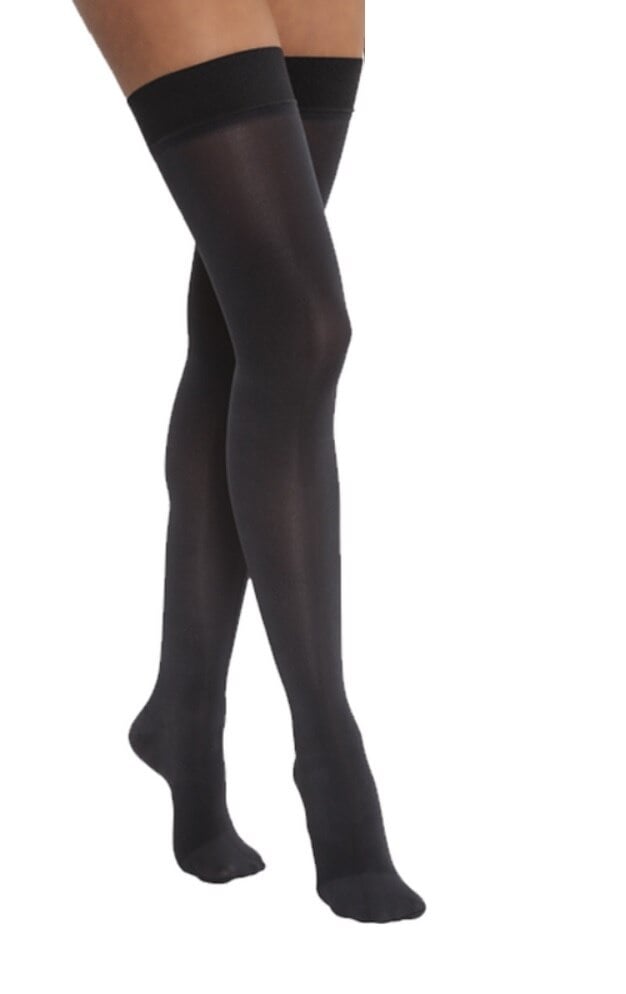 JOBST Opaque Compression Stocking, Thigh High, Closed Toe, Large, Classic Black, 30-40 mmHg