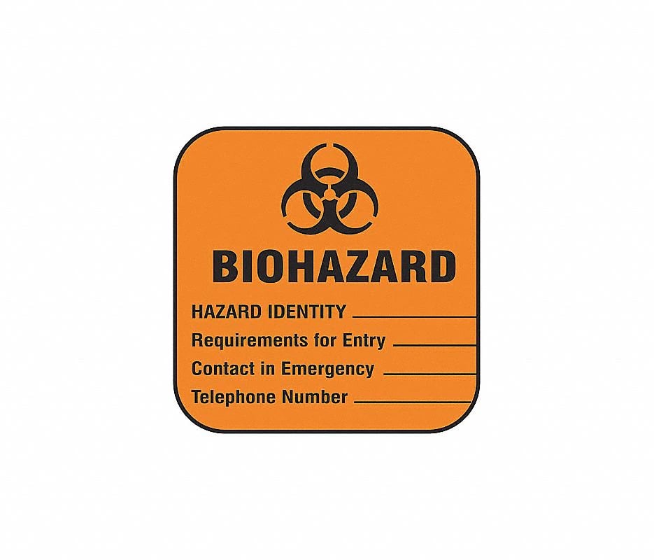 Biohazard Labels, 4" x 4", 100 per Package