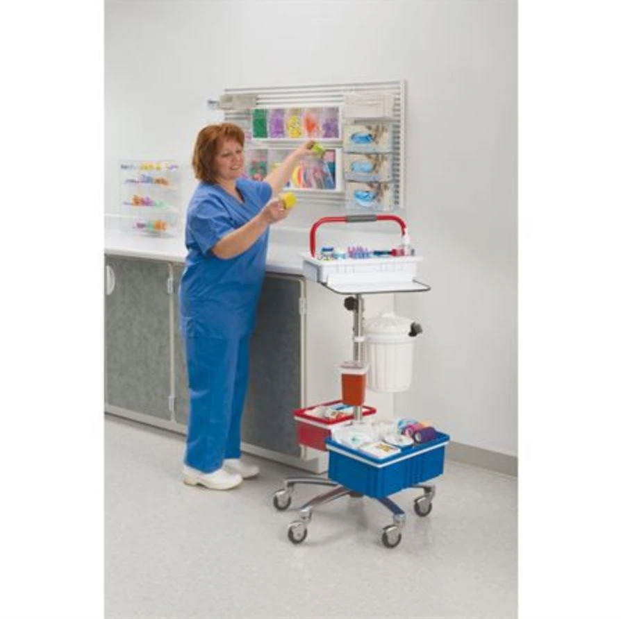 Mobile Phlebotomy Work Station, TransCart Mobile Draw Station With Tray ML1885, Handle, 5 Casters, 7-1/4x14x45"