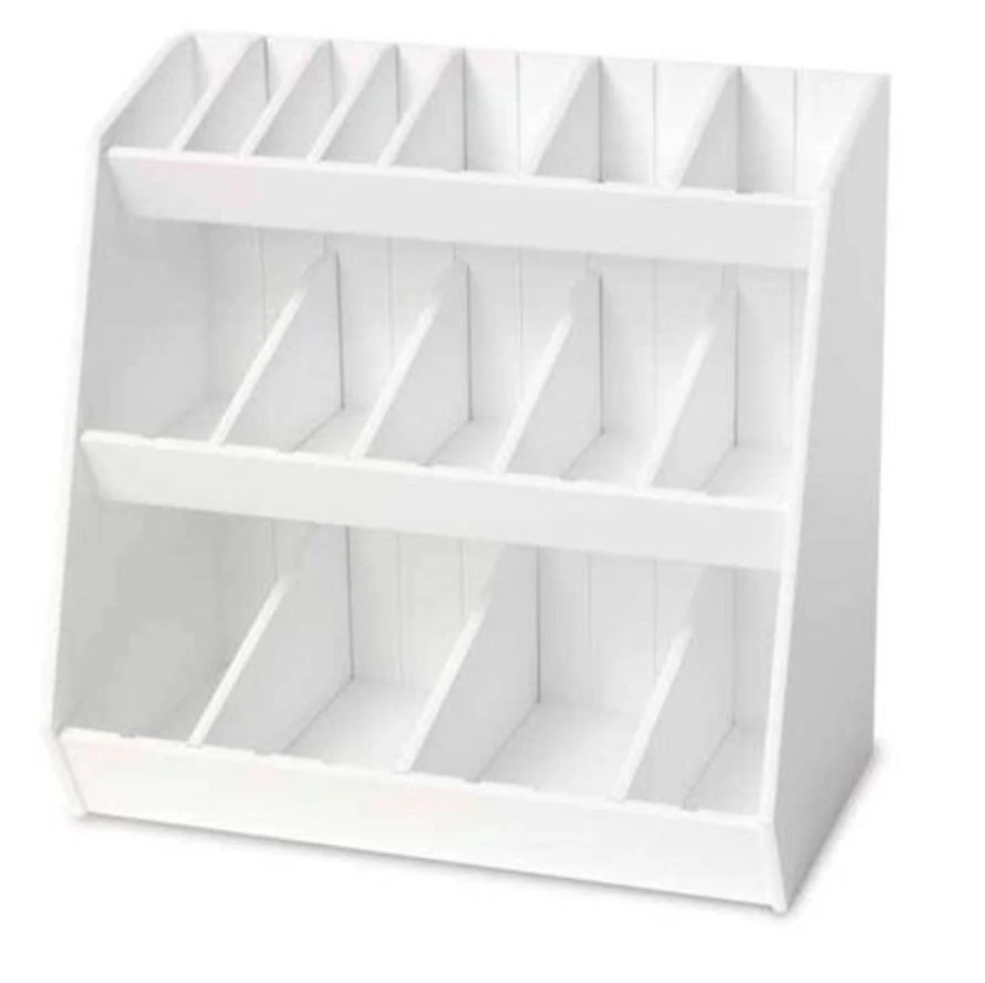Marketlab Bin Organizer, White PVC Plastic, 16 Adjustable Dividers, 12" x 7.3" x 12"