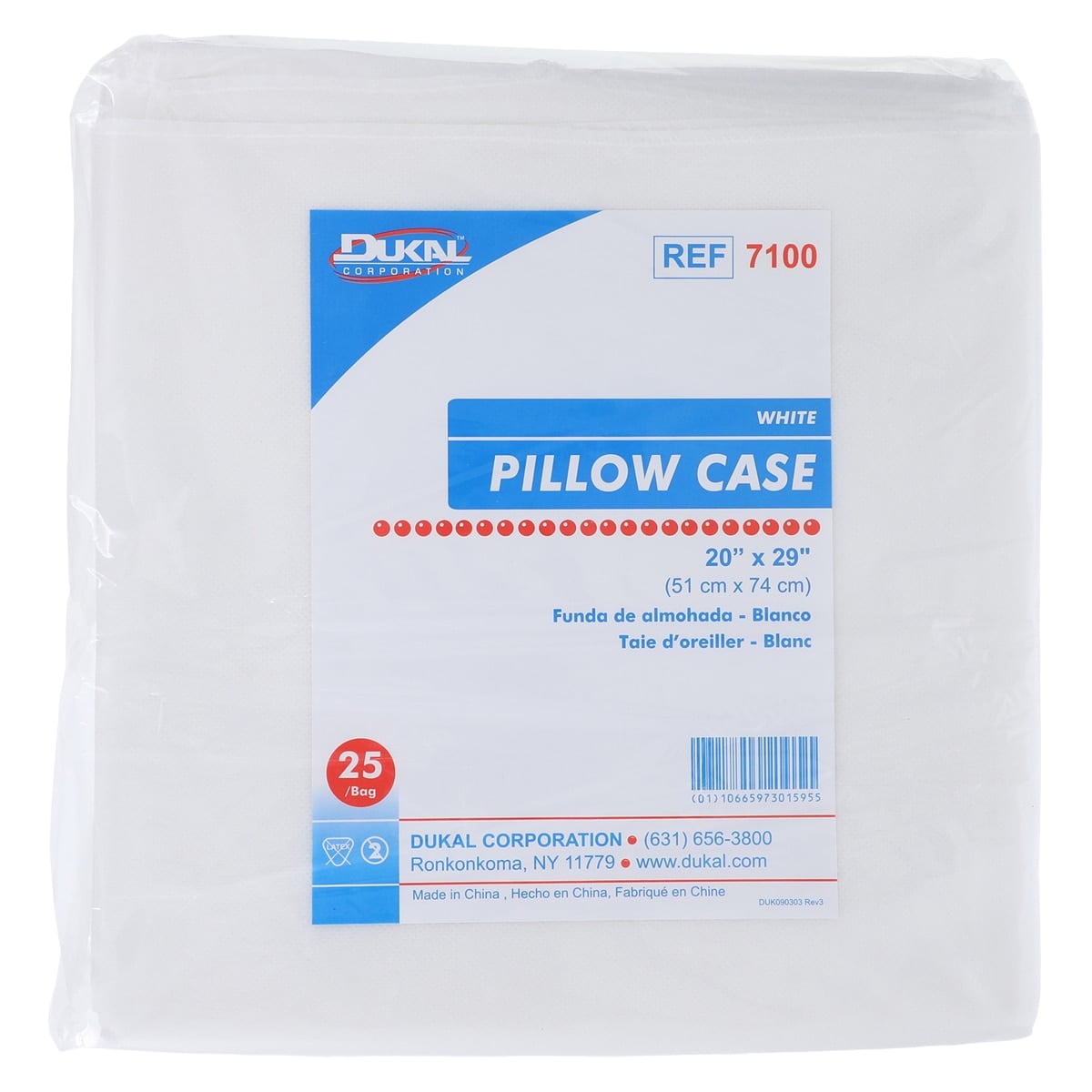Dukal Disposable Pillowcase, SMS Spunbonded, White, 20" x 29", 100/Case