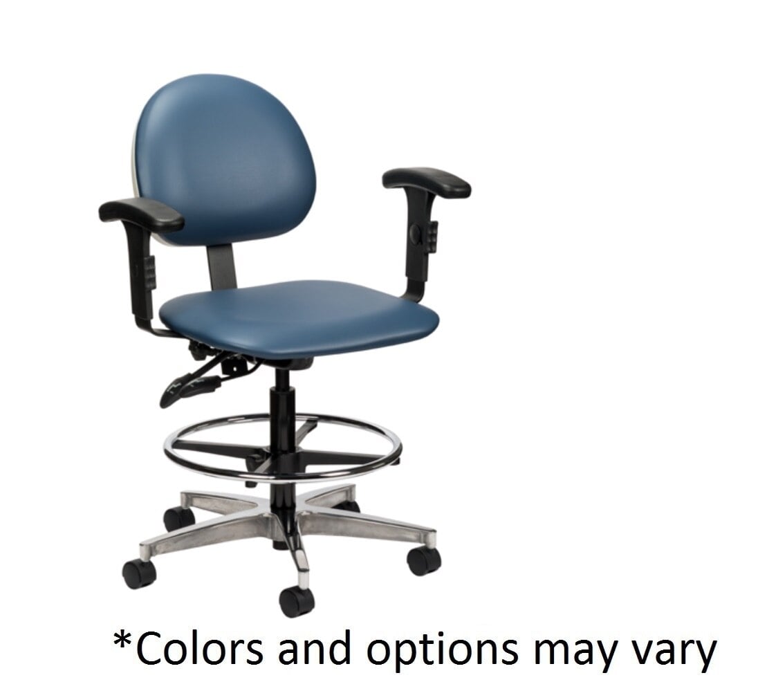 Clinton Industries Lab Stool with Armrest and Back, 250 lb Capacity