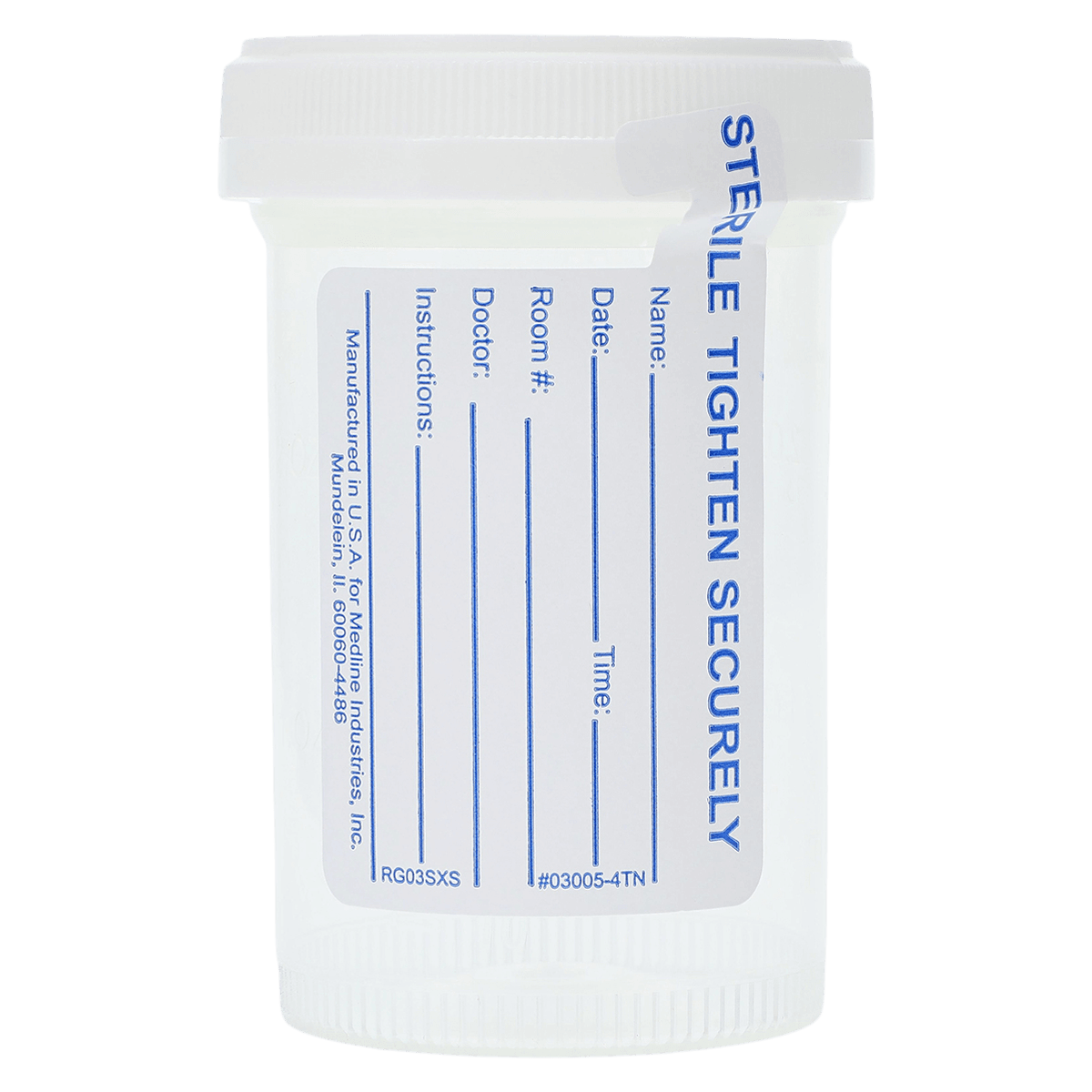 Medline Sterile Specimen Container, 3 oz, Graduated, Attached Screw Cap, White, 400/Case