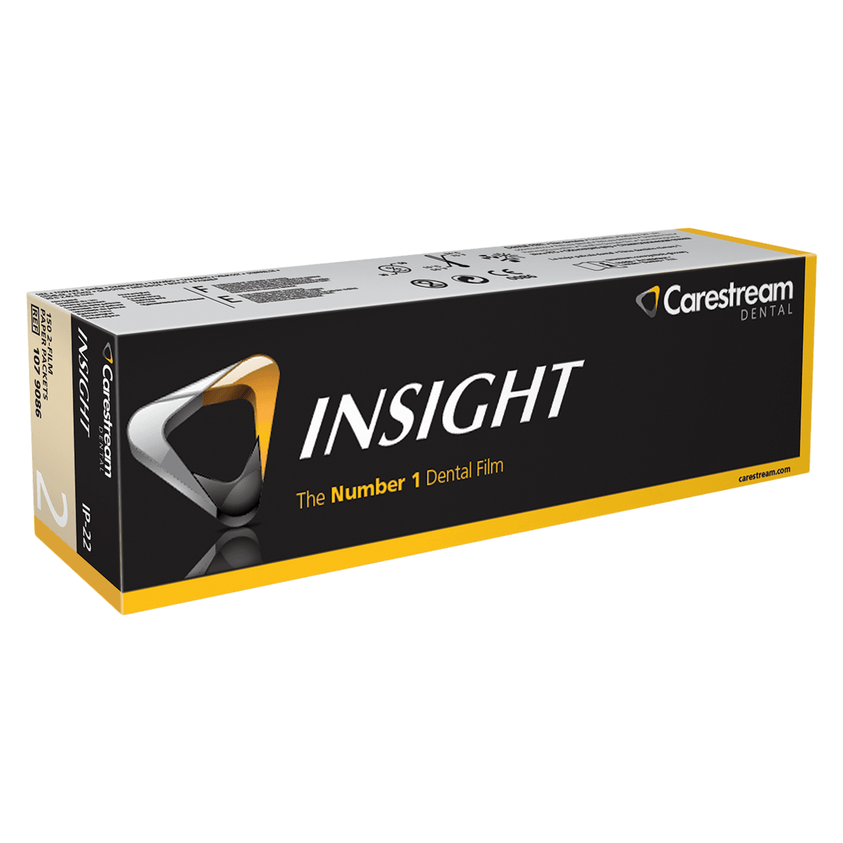 Carestream Health INSIGHT Dental Film IP-22, Size 2, F-Speed, Double Film, Paper Packets, Periapical, 150/Box, 1079086