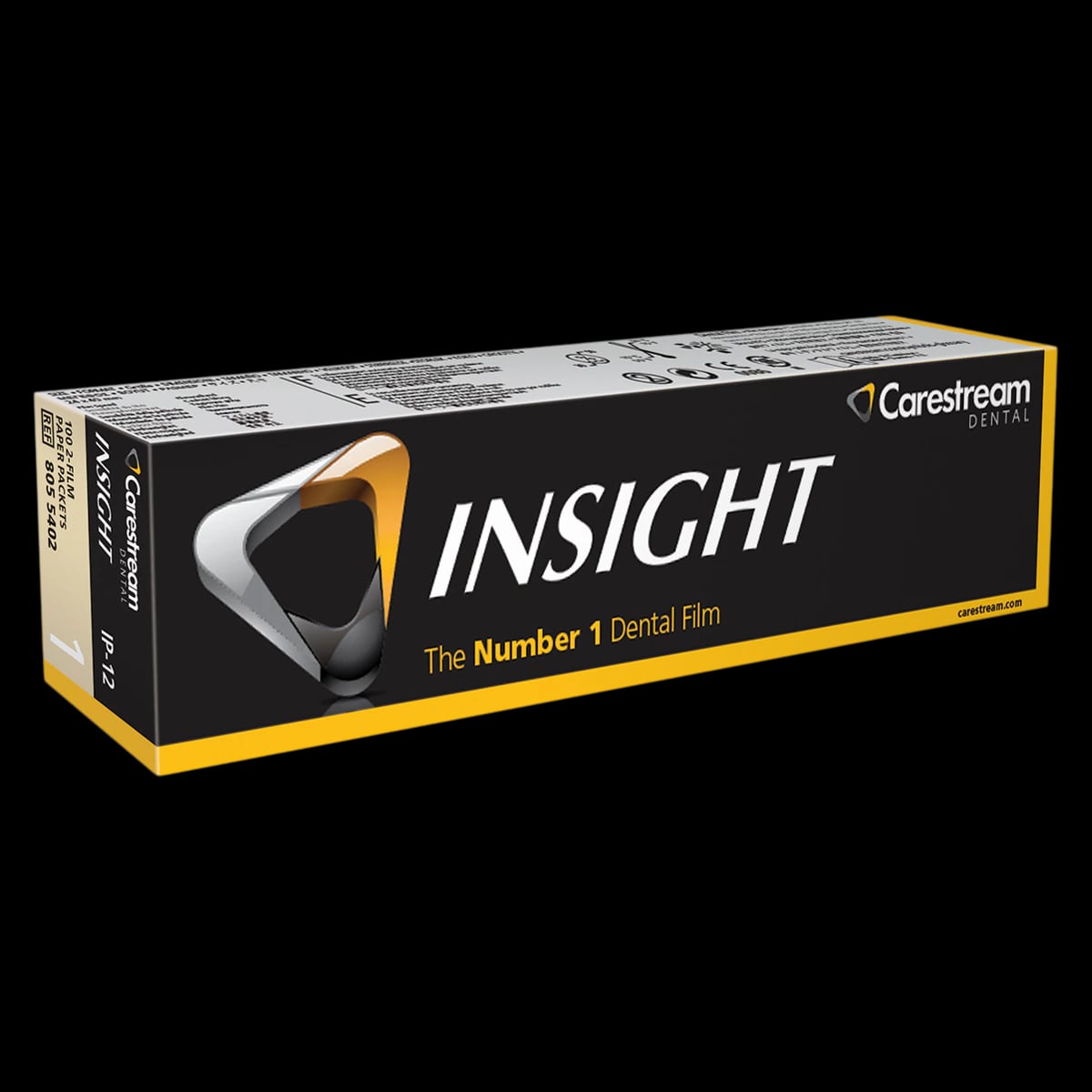 Carestream Insight IP-12 Intraoral Dental X-Ray Film, Size 1, Double Film, Paper Packets, F-Speed, 100/Box, 8055402