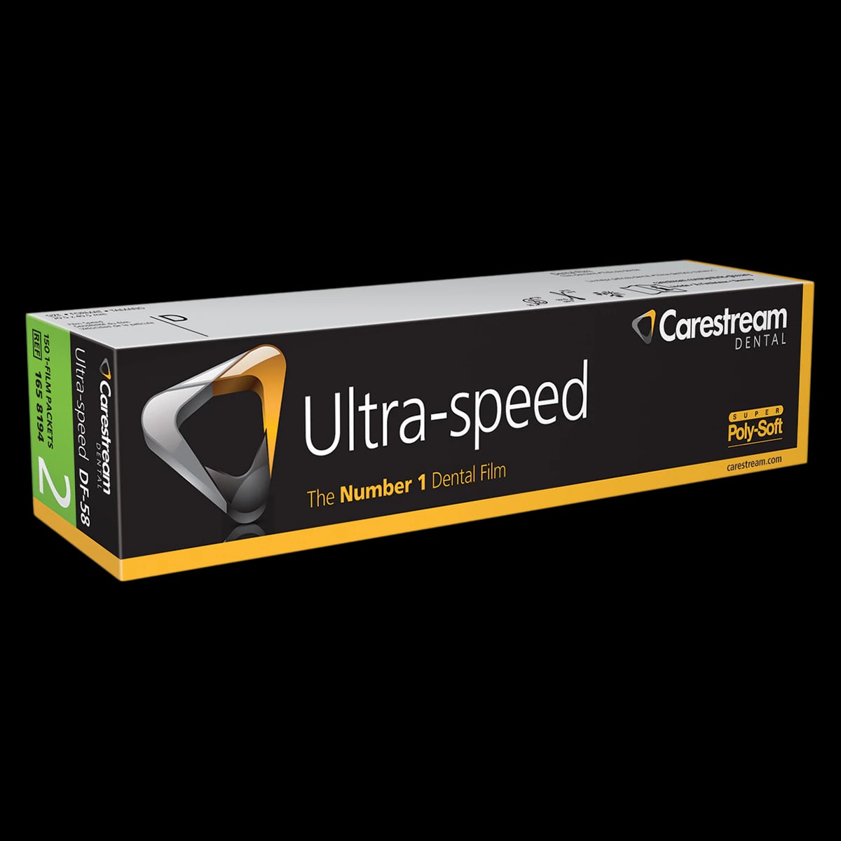 Carestream Dental Ultra-Speed DF-58 #2 Super Poly-Soft Intraoral X-Ray Film, D-Speed, Single Film Packets, 150/Box, 1658194