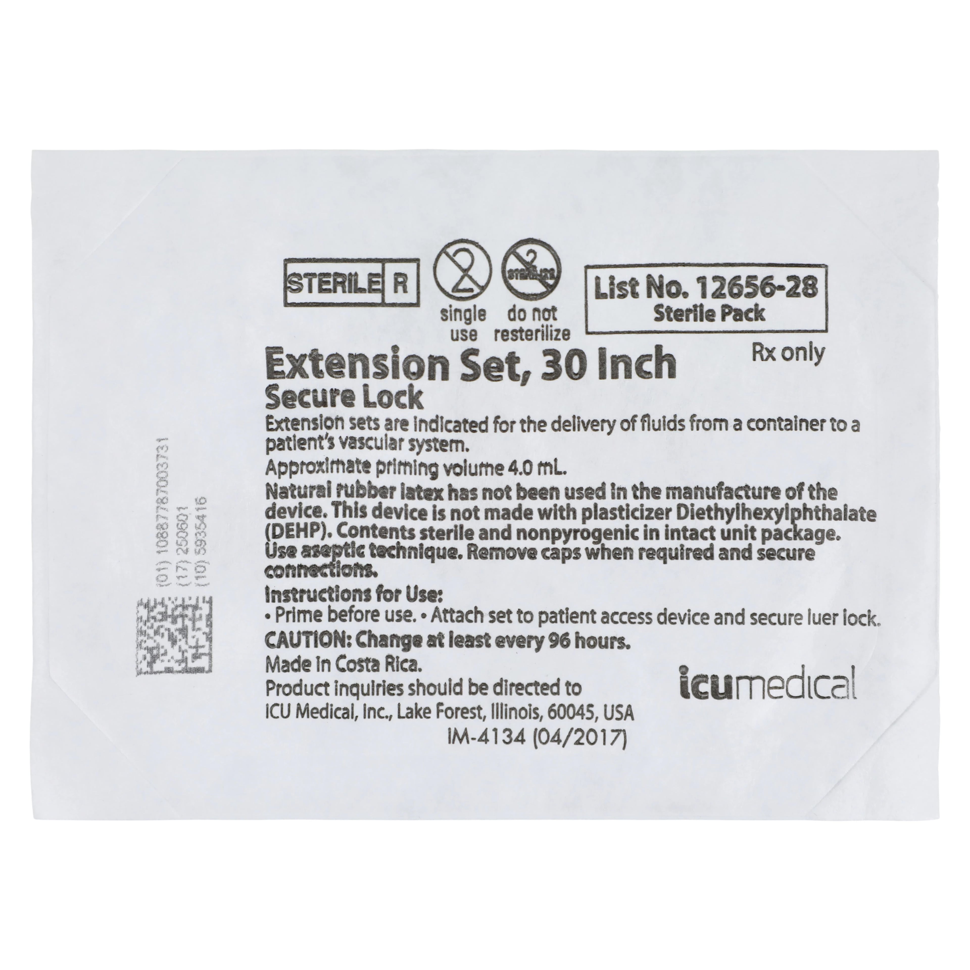 ICU Medical LifeShield IV Extension Set, Macro, 30", Option-Lok M/F Adapter, Gravity Slide Clamp, Sterile, Latex-Free, 50/Case