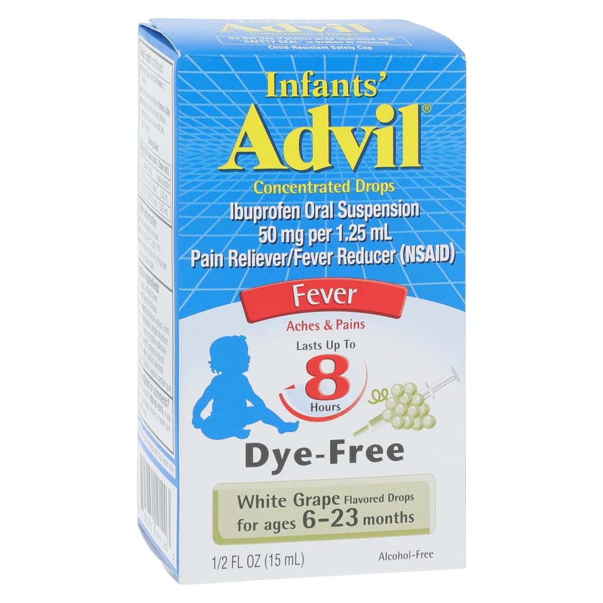 Advil Infant NSAID Suspension, 50mg/1.25mL, White Grape, 0.5oz Bottle