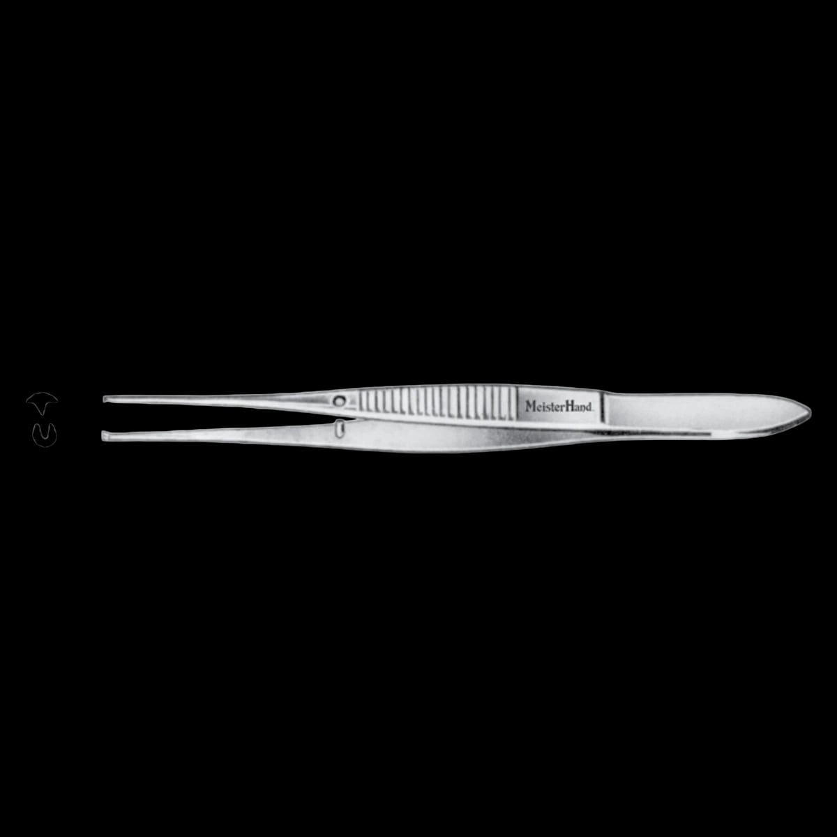 Meister-Hand Iris Tissue Forcep, Straight, 4", Stainless Steel, Autoclavable, Each