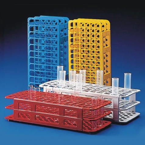 Globe Scientific Snap-N-Rack Test Tube Rack, Polypropylene, 40-Place, 20-21mm, White, Autoclavable