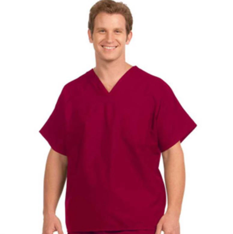 Fashion Seal Unisex Fashion Poplin Scrub Shirt, X-Large, Sangria, 65% Polyester/35% Cotton, Short Sleeves, Left Breast Pocket