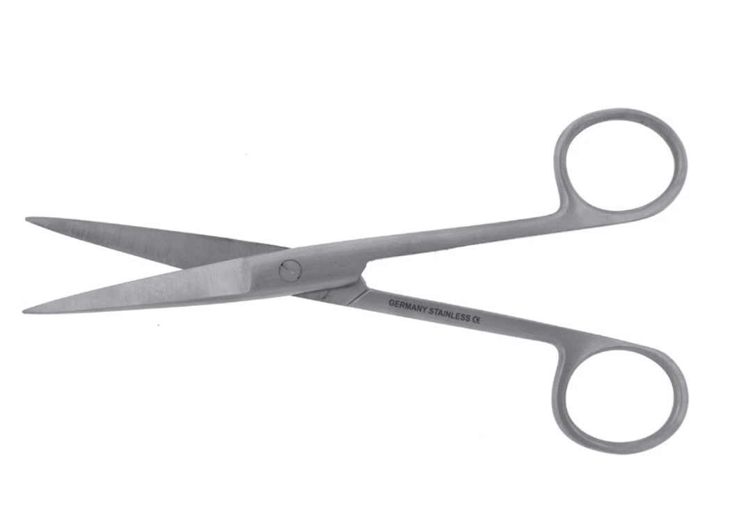 BR Surgical Operating Scissors, Straight, Sharp/Sharp, 4-1/2" (11.4 cm), Stainless Steel, Non-Sterile, Reusable, Each