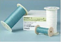 Tevdek Polyester Braid Suture, Size 0, 30" Length, Non-Absorbable, PTFE Coated, Green, KC-6 Taper Point 1/2 Circle Needle 18mm, 36/Box