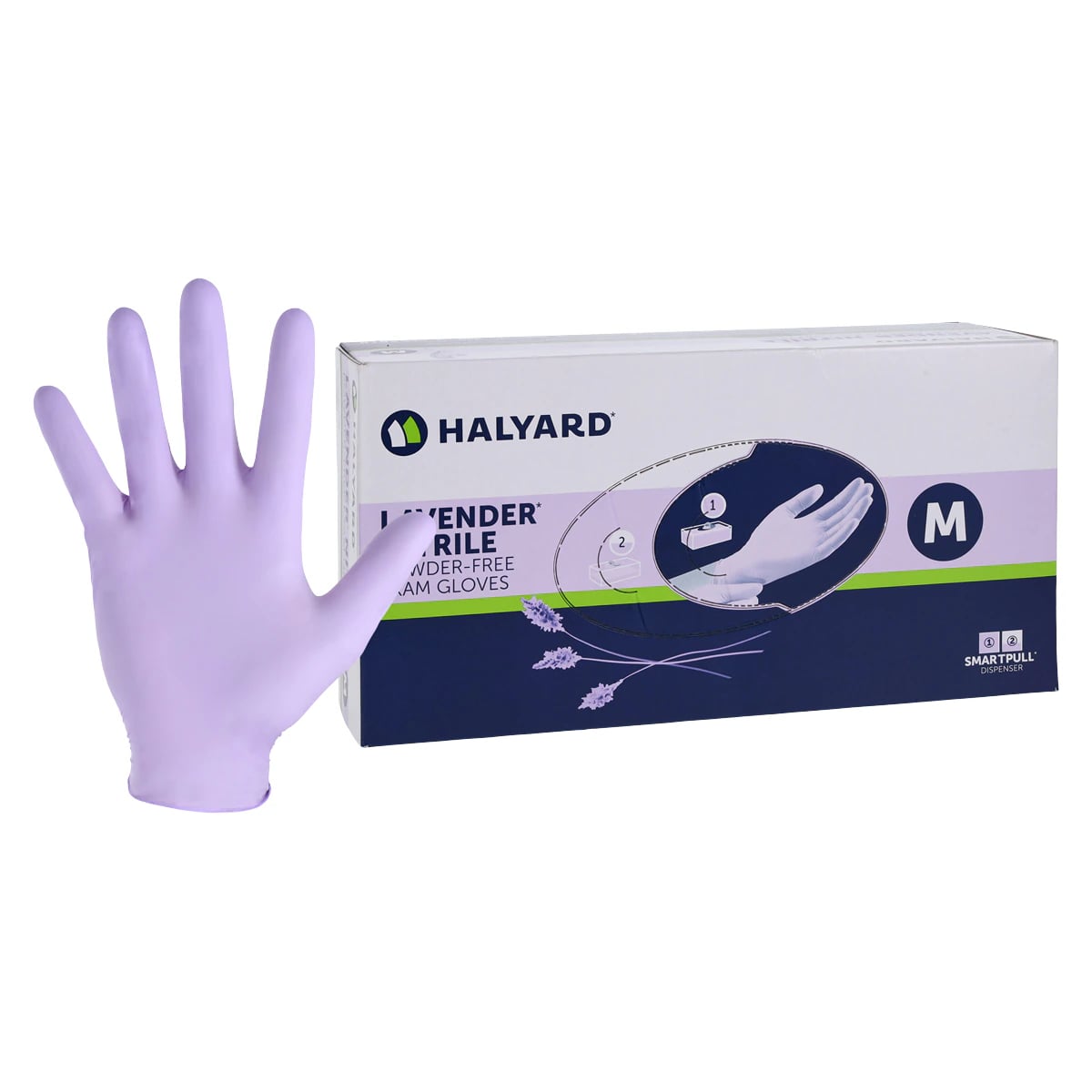 Halyard Lavender Nitrile Exam Gloves, Powder-Free, Non-Sterile, Medium, 250/Box