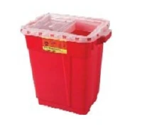 Becton-Dickinson Sharps Container, 17 Gallon, Red/Clear, Hinge Lid with Gasket, 14-3/4" x 20" x 23-1/2", Plastic, Non-Sterile, 5/Case