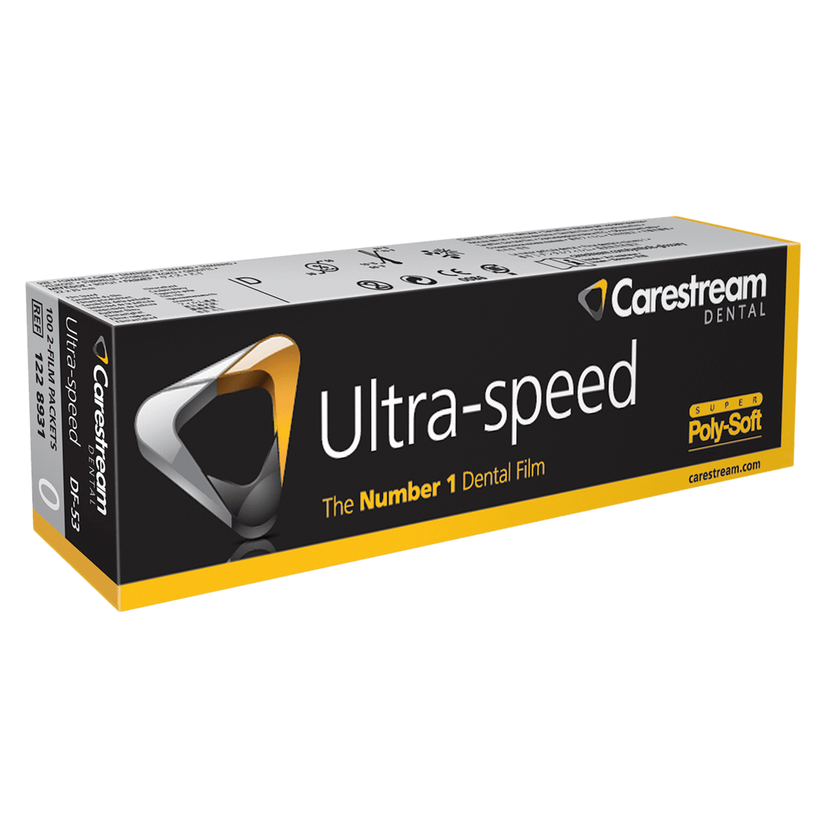 Carestream Ultra-Speed Dental X-Ray Film DF-53, Size 0, Double Film, Super Poly-Soft Packets, 100/Box, 1228931