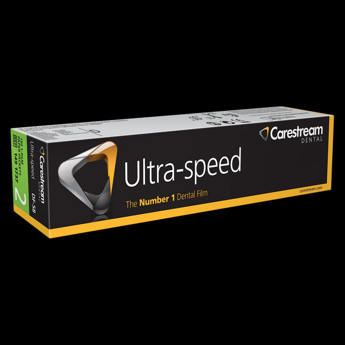 Carestream Dental Ultra-Speed DF-58 Intraoral X-Ray Film, Size 2, Single Film Paper Packets, 150/Box, 1491737