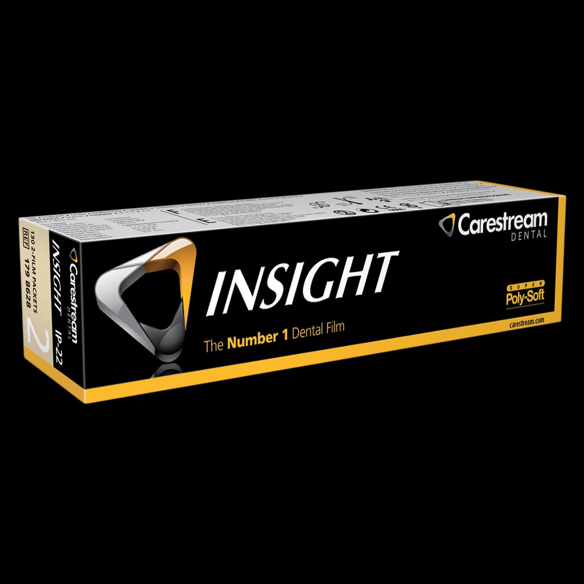 Carestream Health INSIGHT Dental X-Ray Film IP-22, Size 2, Double Film, Super Poly-Soft Packets, 130/Box, 1798628
