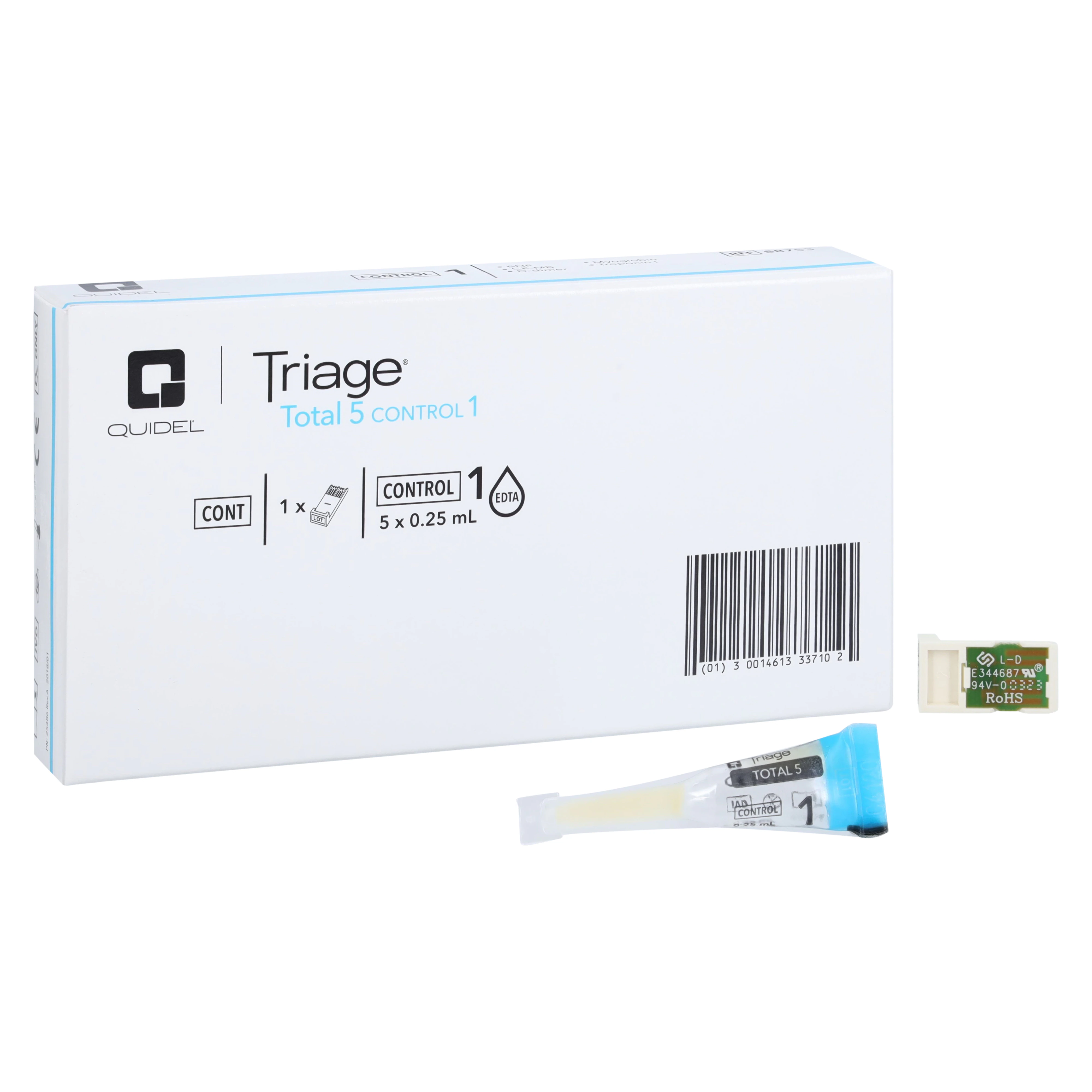Quidel Triage Multi-Analyte Level 1 Control, Myoglobin, CK-MB, Troponin I, BNP, D-dimer, 5 x 0.25 mL