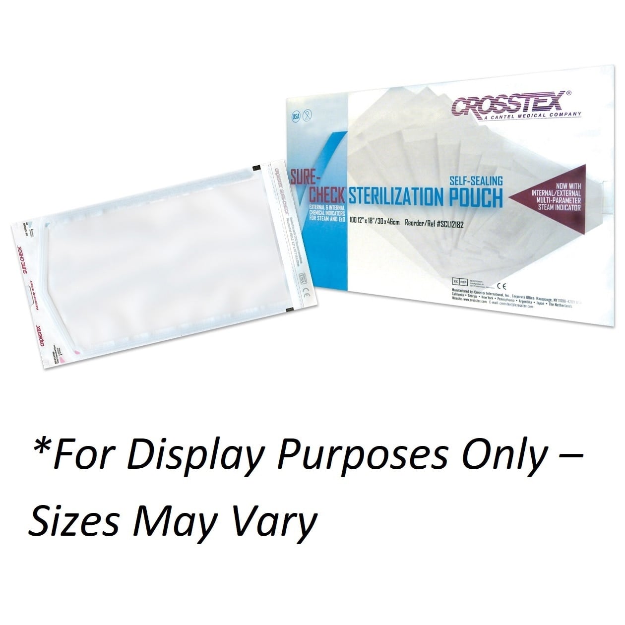 Crosstex Sure-Check Self-Seal Sterilization Pouches, 3.5" x 9", 200/Box, SCS2