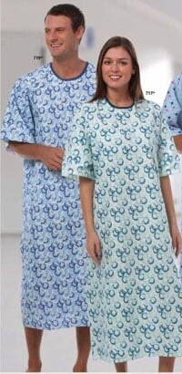 Fashion Seal Patient Robe, Collarless, Adult Unisex, Medium, Blue Stripe, Polyester/Cotton Seersucker, 01KWC87QCA0G4TG68YTB6ZNE43