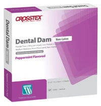 Crosstex Non-Latex Dental Dam, 6" x 6", Medium, Purple, Peppermint Flavored, 15/Box, 19500