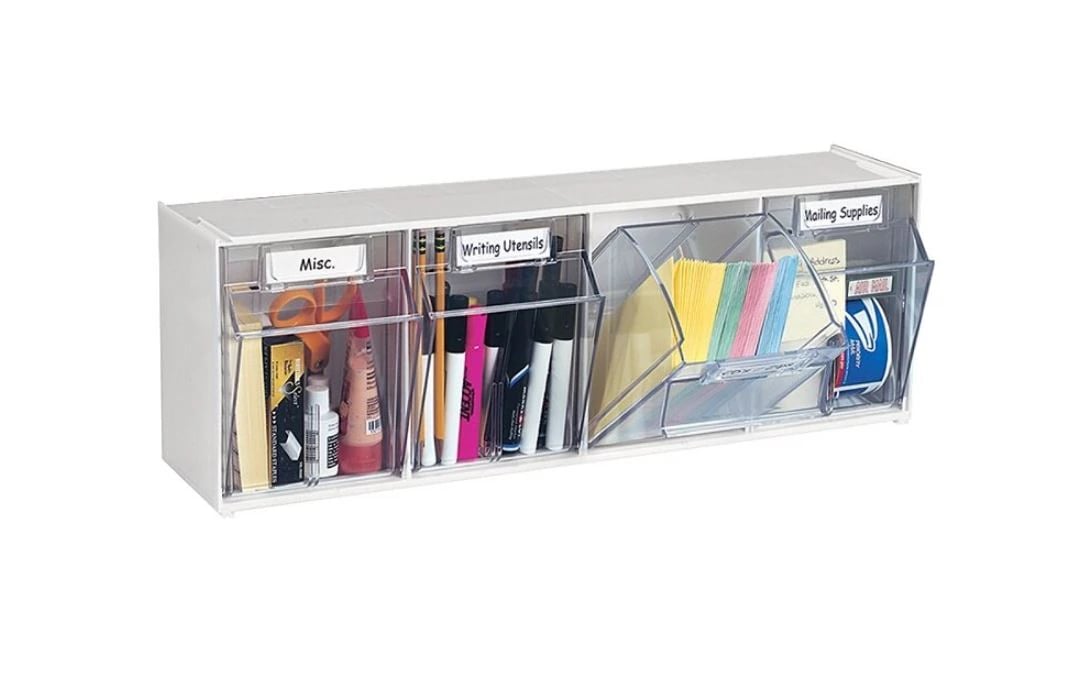 Deflect-O Interlocking Horizontal Tilt Bins, 4-Bin Unit