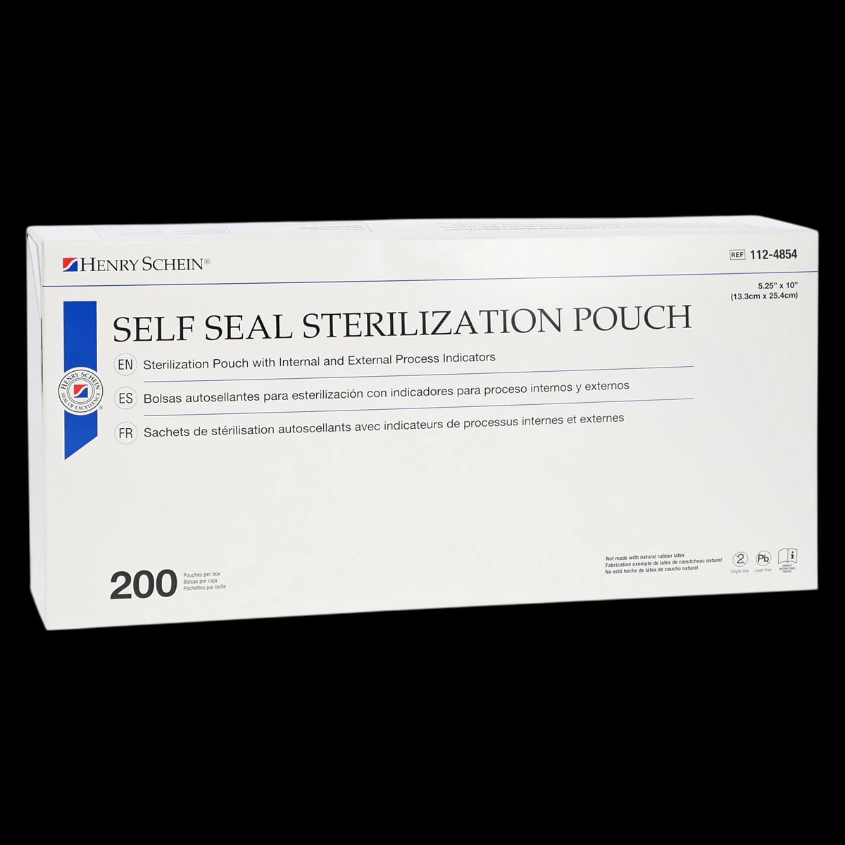 Henry Schein SelfSeal Sterilization Pouches, 5.25 in x 10 in, Dual Indicators, 200/Box