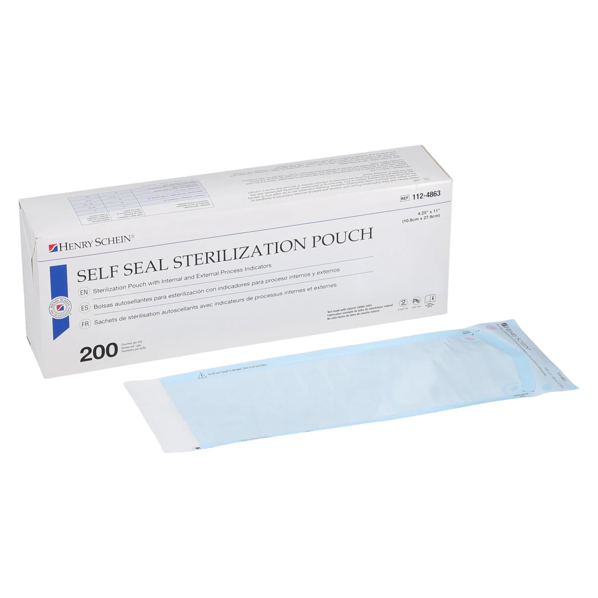 SelfSeal Sterilization Pouches, 4.25 in x 11 in, Blue/White, Latex Free, 200/Box