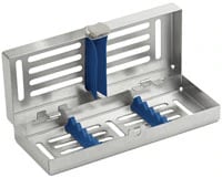 Henry Schein Instrument Cassette 5 Stainless Steel, Blue, Autoclavable with Silicone Rails, 7.1 x 2.8 x 1.3 in