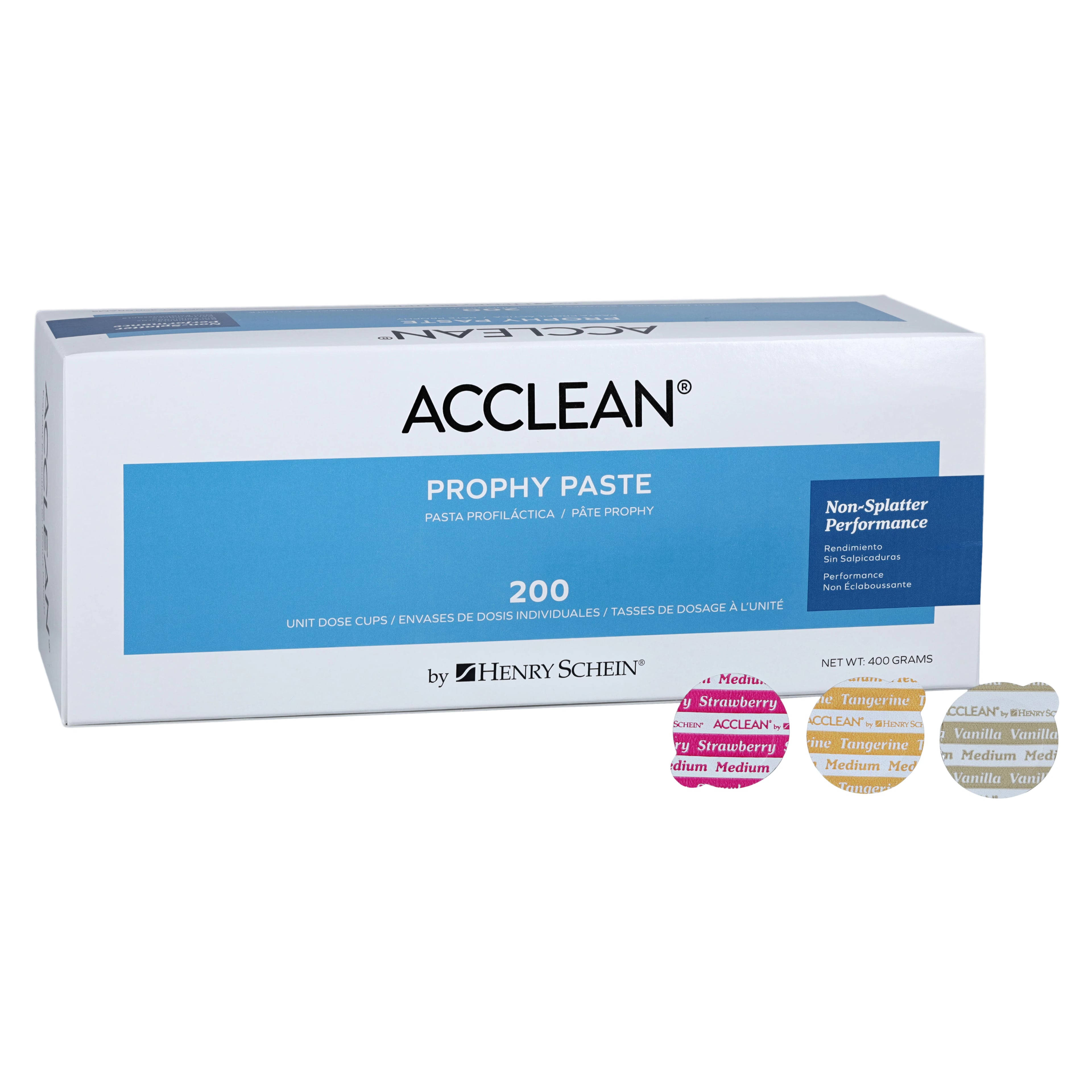 Acclean Prophy Paste Medium, Unit Dose Cups, Strawberry/Tangerine/Vanilla, Gluten Free, 200/Bx