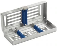 Henry Schein Instrument Cassette 5 Stainless Steel, Red, Autoclavable with Silicone Rails, 7.1 x 2.8 x 1.3 in
