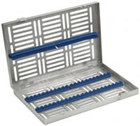 HSI Instrument Cassette 16 Stainless Steel, Green, 11.3 x 7.1 x 1.3 in, Autoclavable with Silicone Rails