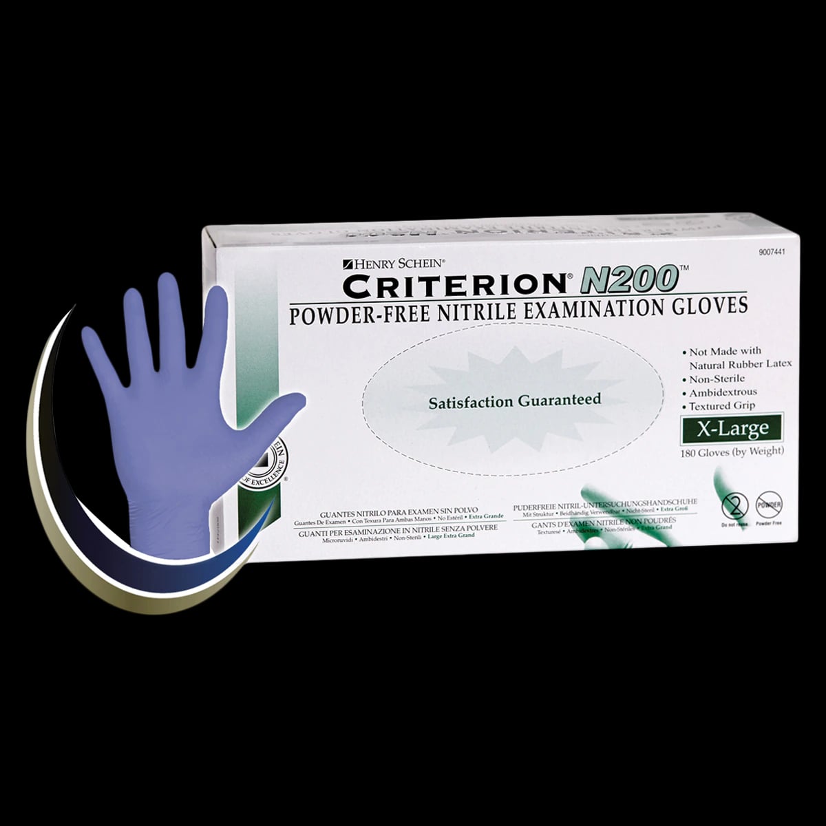 Criterion N200 Nitrile Exam Gloves, Powder Free, Non-Sterile, X-Large, Blue, 1800/Case