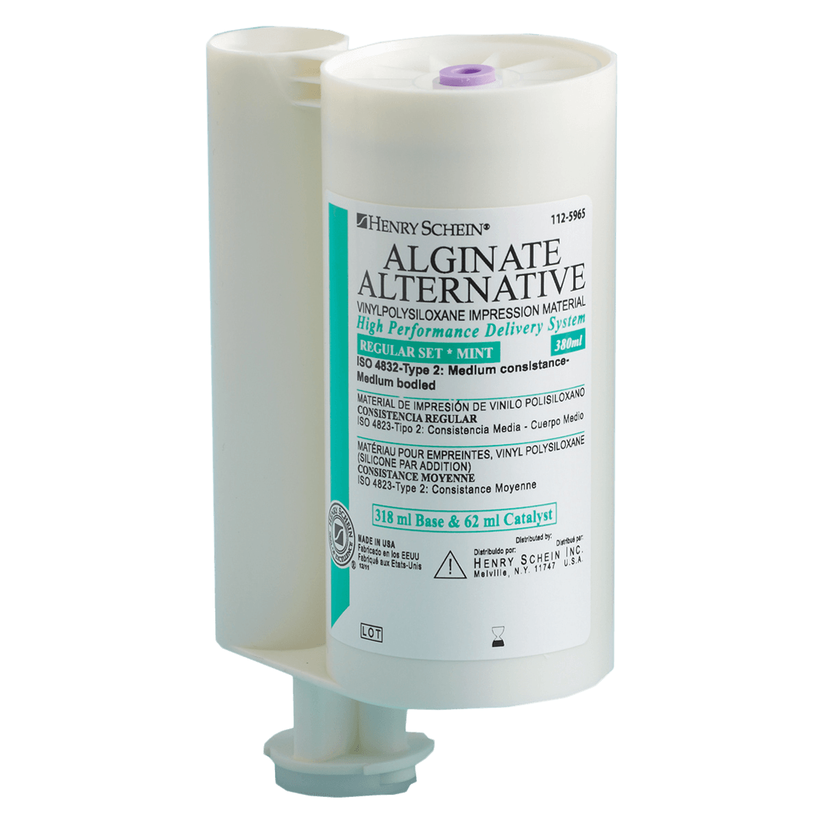 Henry Schein Alginate Alternative Volume Dispensing Package, A-Silicone, Regular Body, Regular Set, 380 mL, 2/Pk