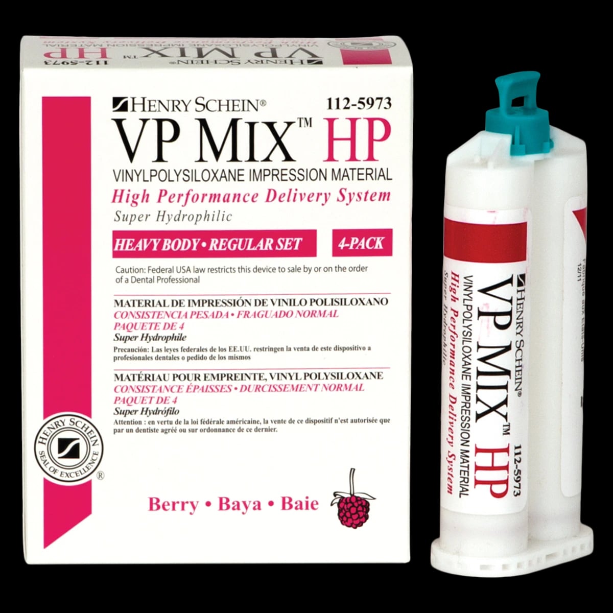 VP Mix HP VPS Impression Material, Regular Set, Heavy Body, Berry, 4/Box