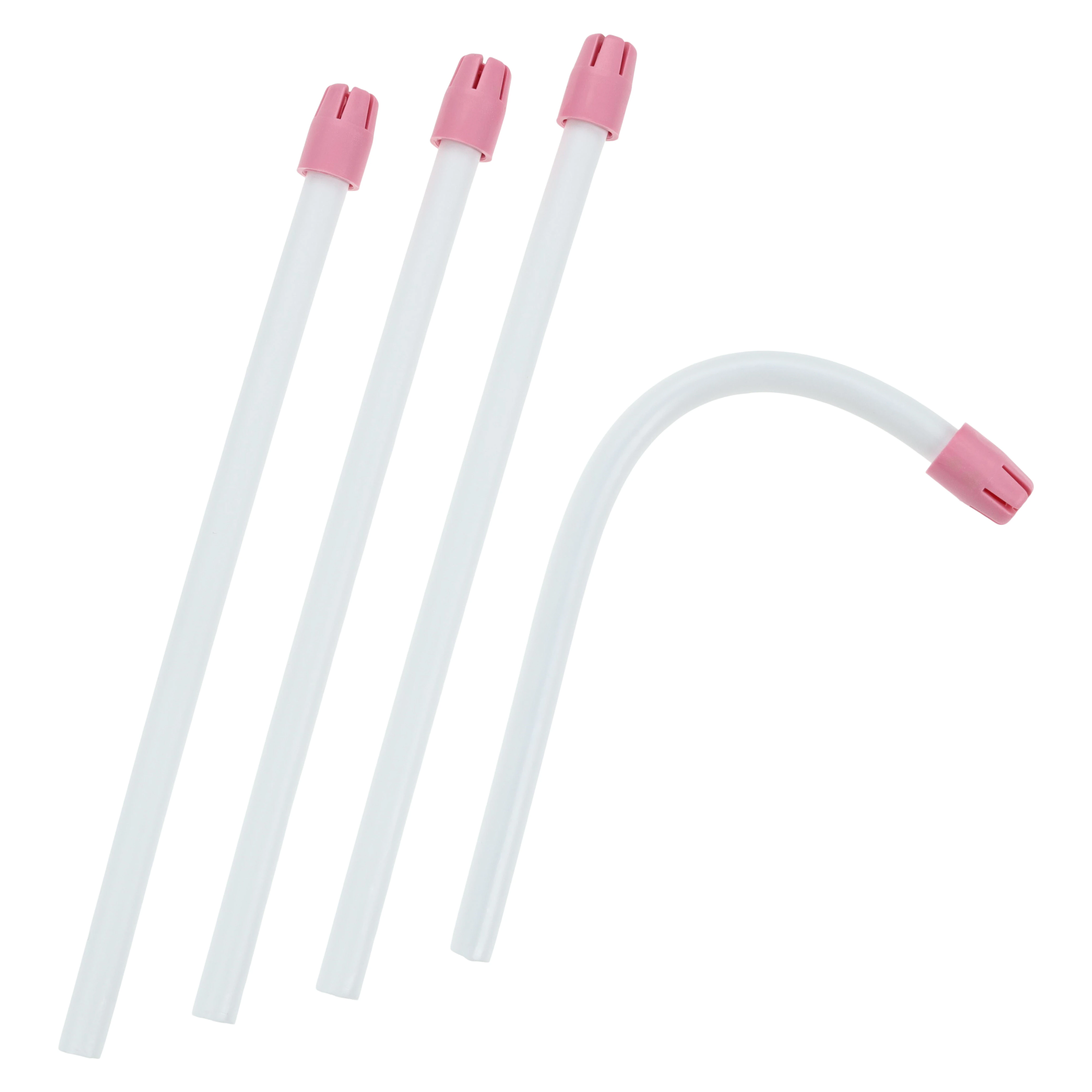 Henry Schein Saliva Ejector, White with Pink Tip, Disposable, Smooth Round Edges, 100/Bag