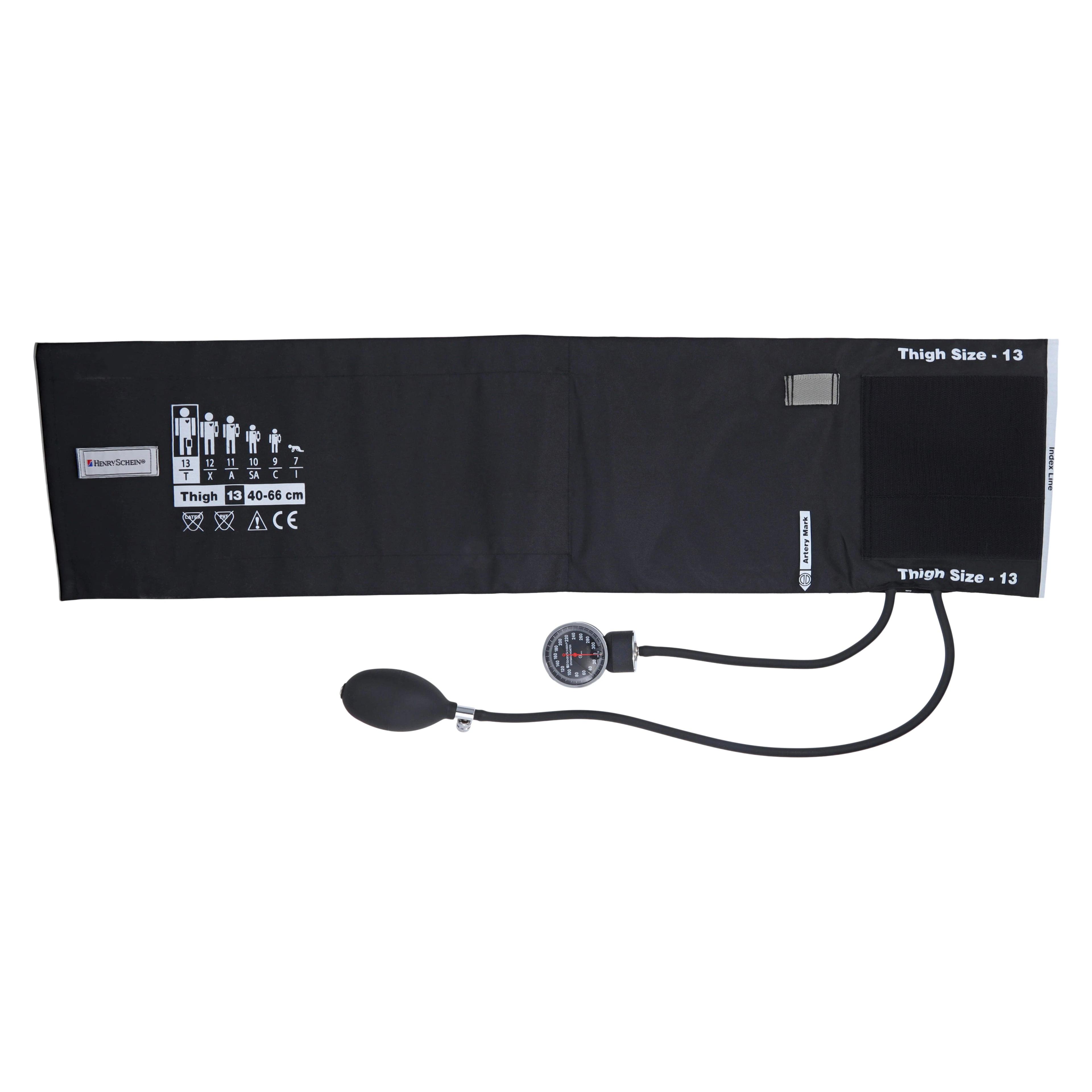 Henry Schein Prosphyg Aneroid Sphygmomanometer, Size 13, Black, Latex-Free, Thigh Dial Display