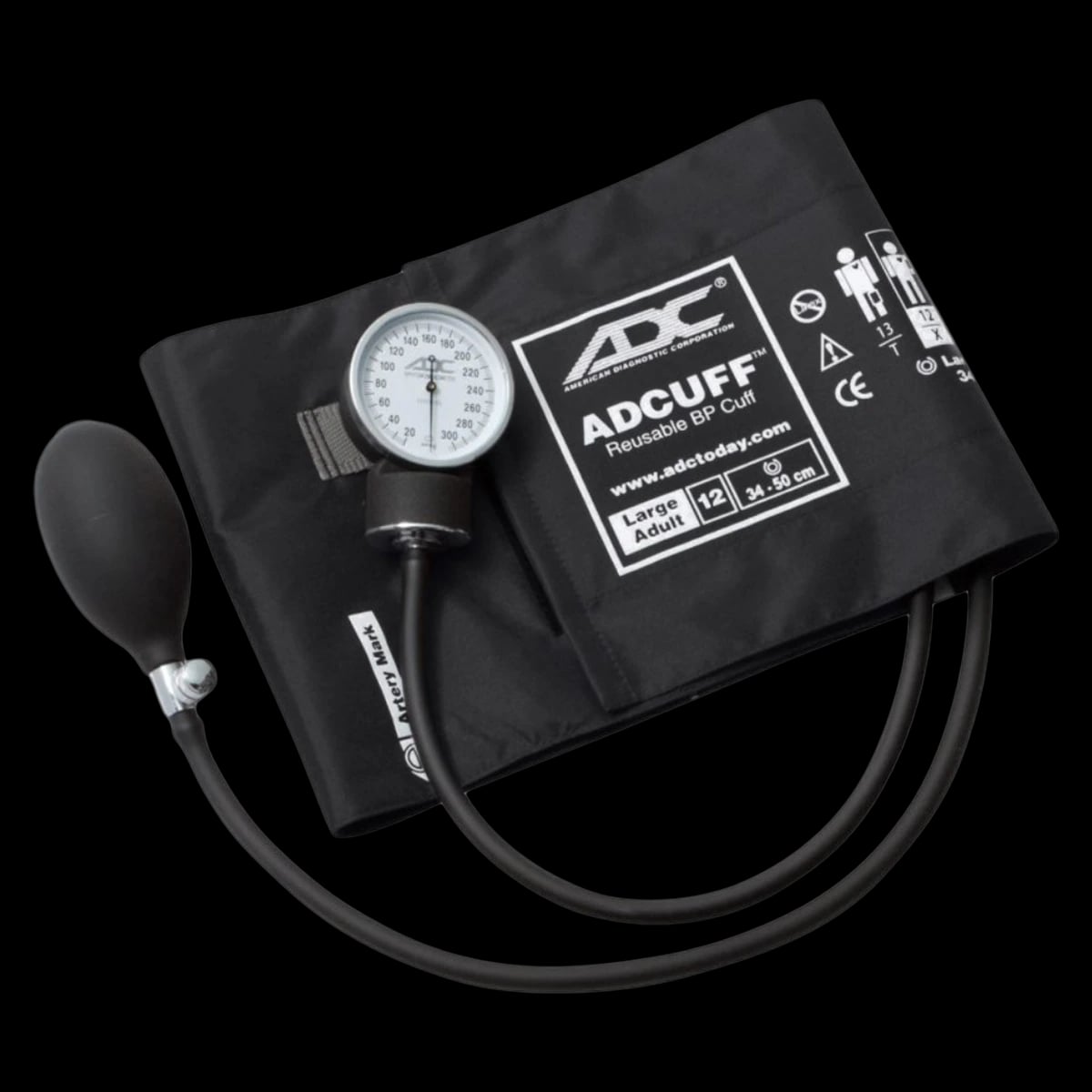 Henry Schein Prosphyg Aneroid Sphygmomanometer, Size 12, Black, Latex-Free, Arm Dial Display
