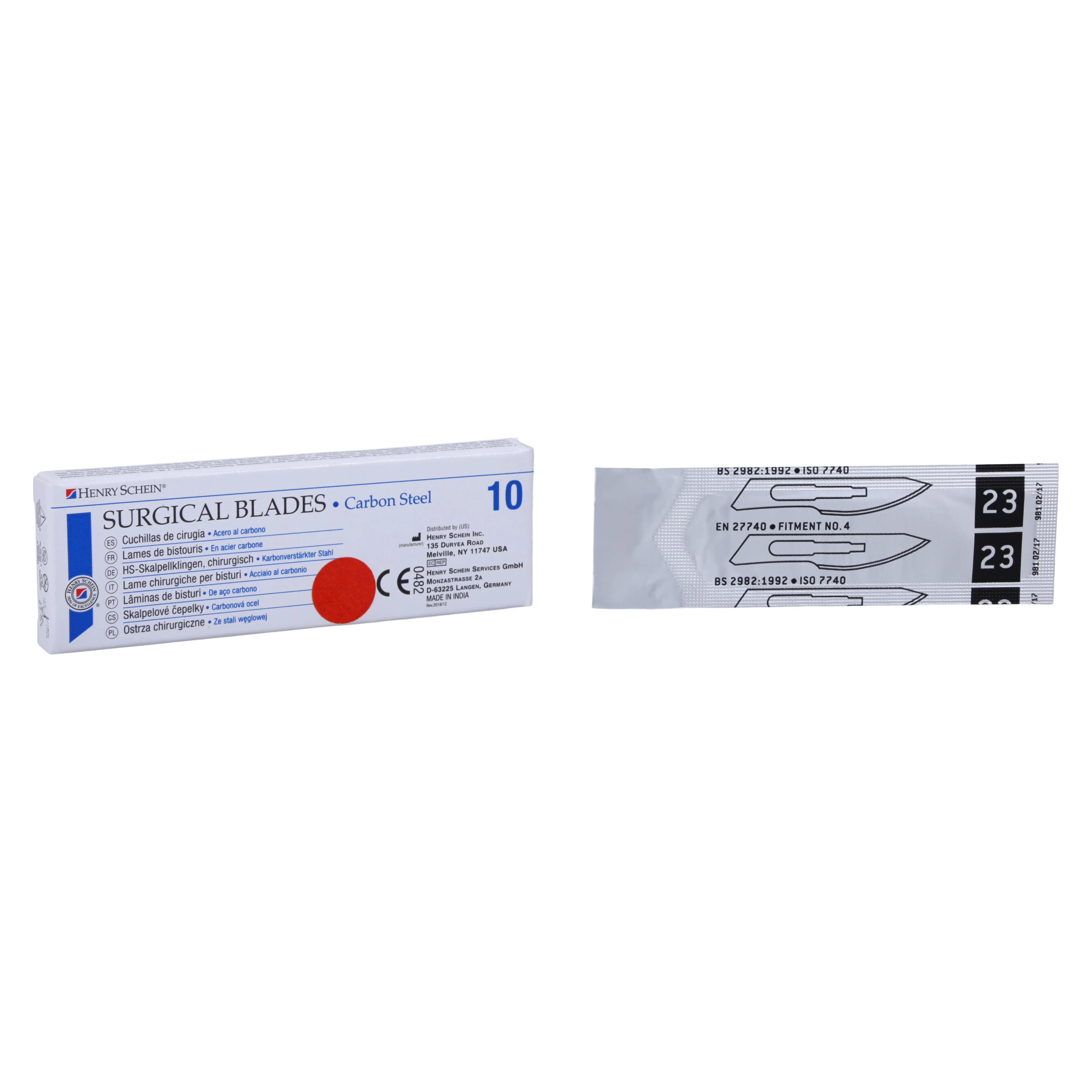 Surgeon Blades Carbon Steel, Sterile, Disposable, #23, 10/Bx