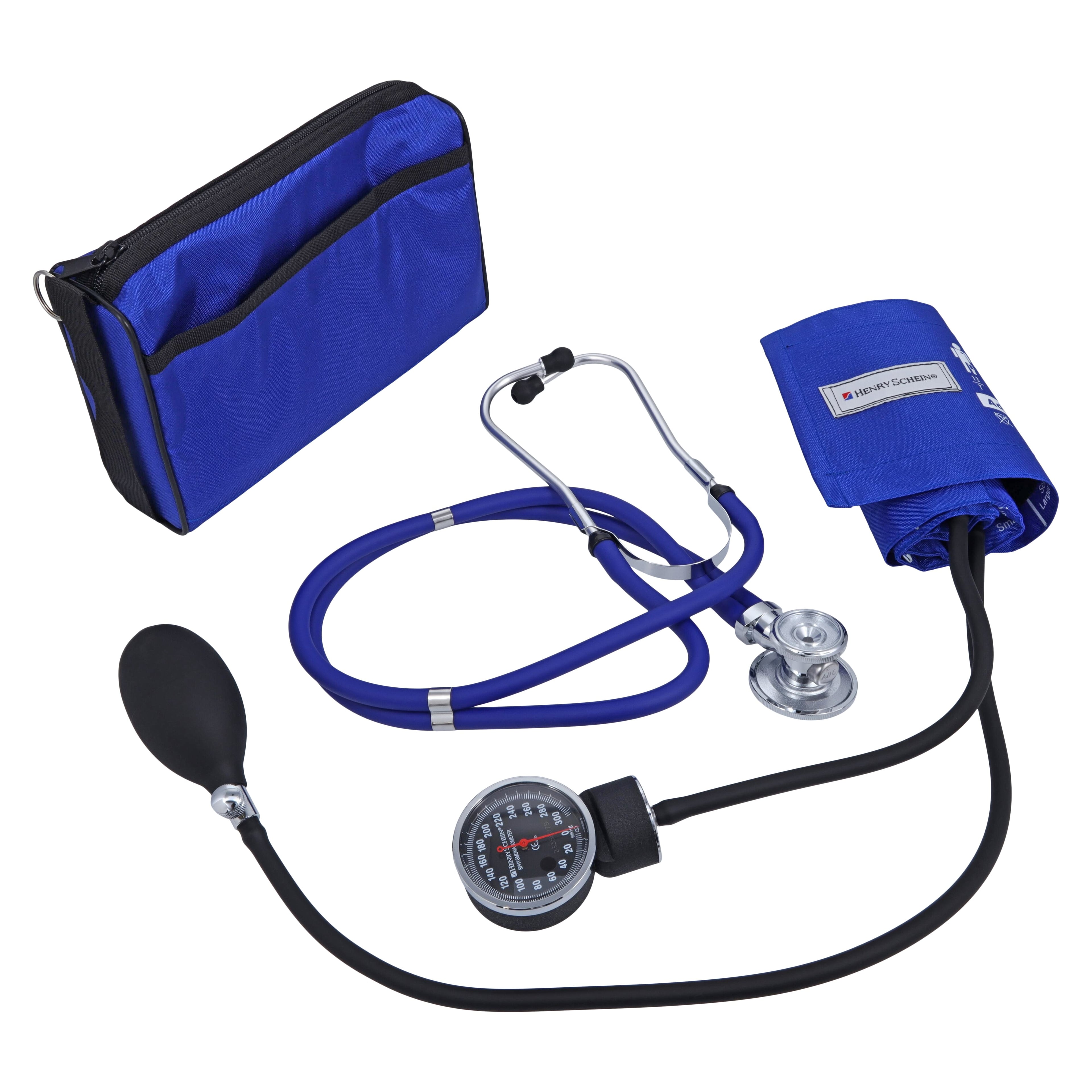 Henry Schein Pro's Combo II Sphygmomanometer & Sprague Stethoscope Kit, Adult Size 11, Royal Blue, Latex-Free, Arm