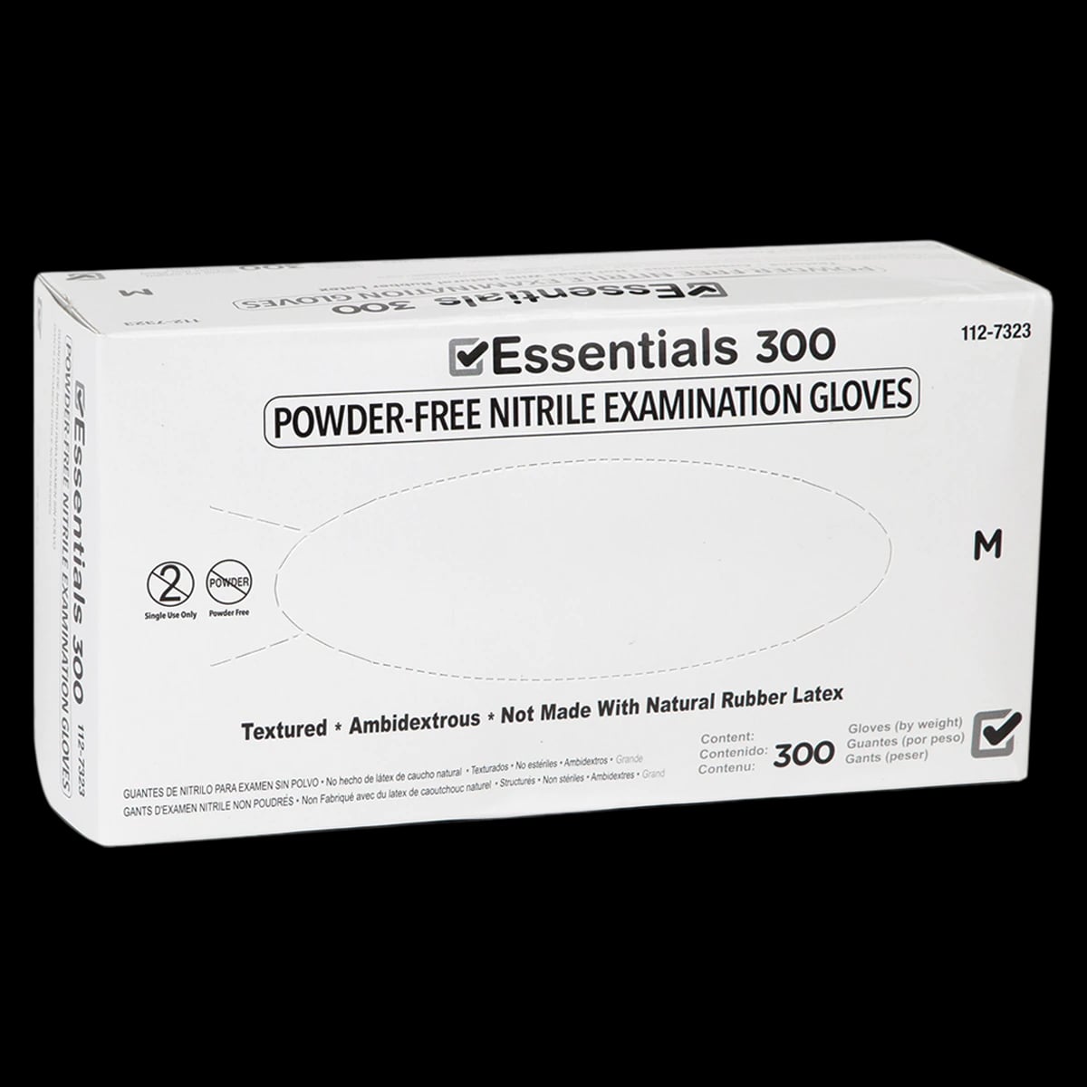 Essentials 300 Nitrile Exam Gloves, Powder-Free, Non-Sterile, Medium, Indigo, 300/Box
