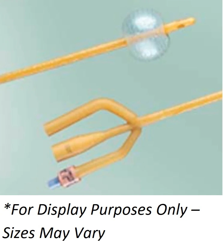 Bardex 3-Way Foley Catheter, Curved Coude Tip, Red Rubber Latex, 20 Fr, 30 cc Balloon