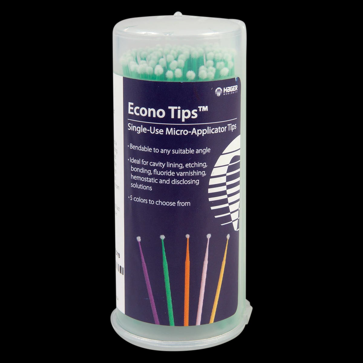 Hager Worldwide Econo-Tips Disposable Micro-Applicator Tips, Fine, Green, 100/Pkg, 605151