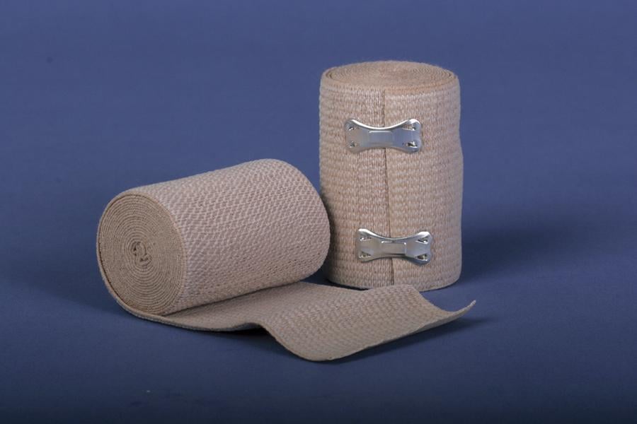 Medline SoftWrap Stretch Bandage, Cotton/Polyester/Elastic, 4" x 5 yd, Beige, Non-Sterile, 50/Case