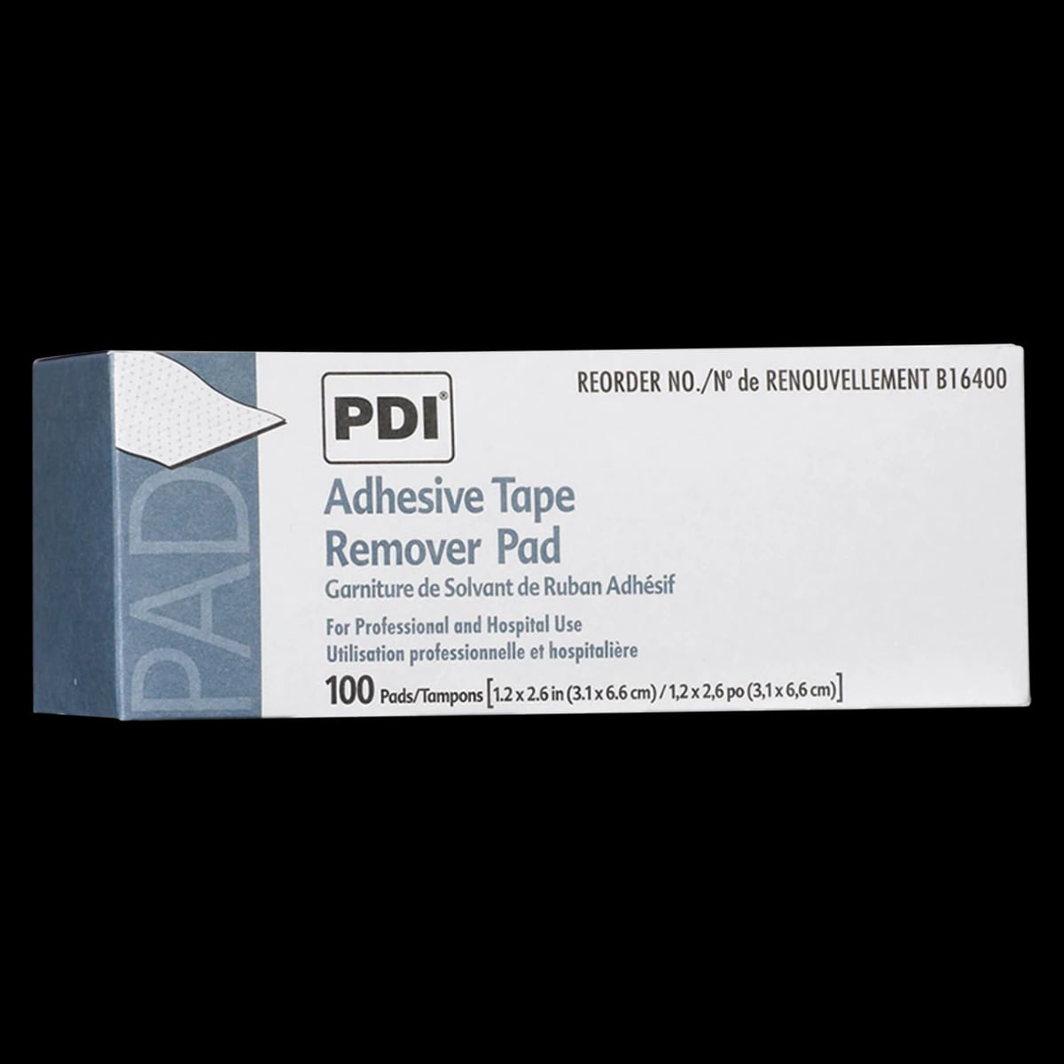 PDI Adhesive Tape Remover Pad, 1.25" x 2.625", 100/Box, B16400