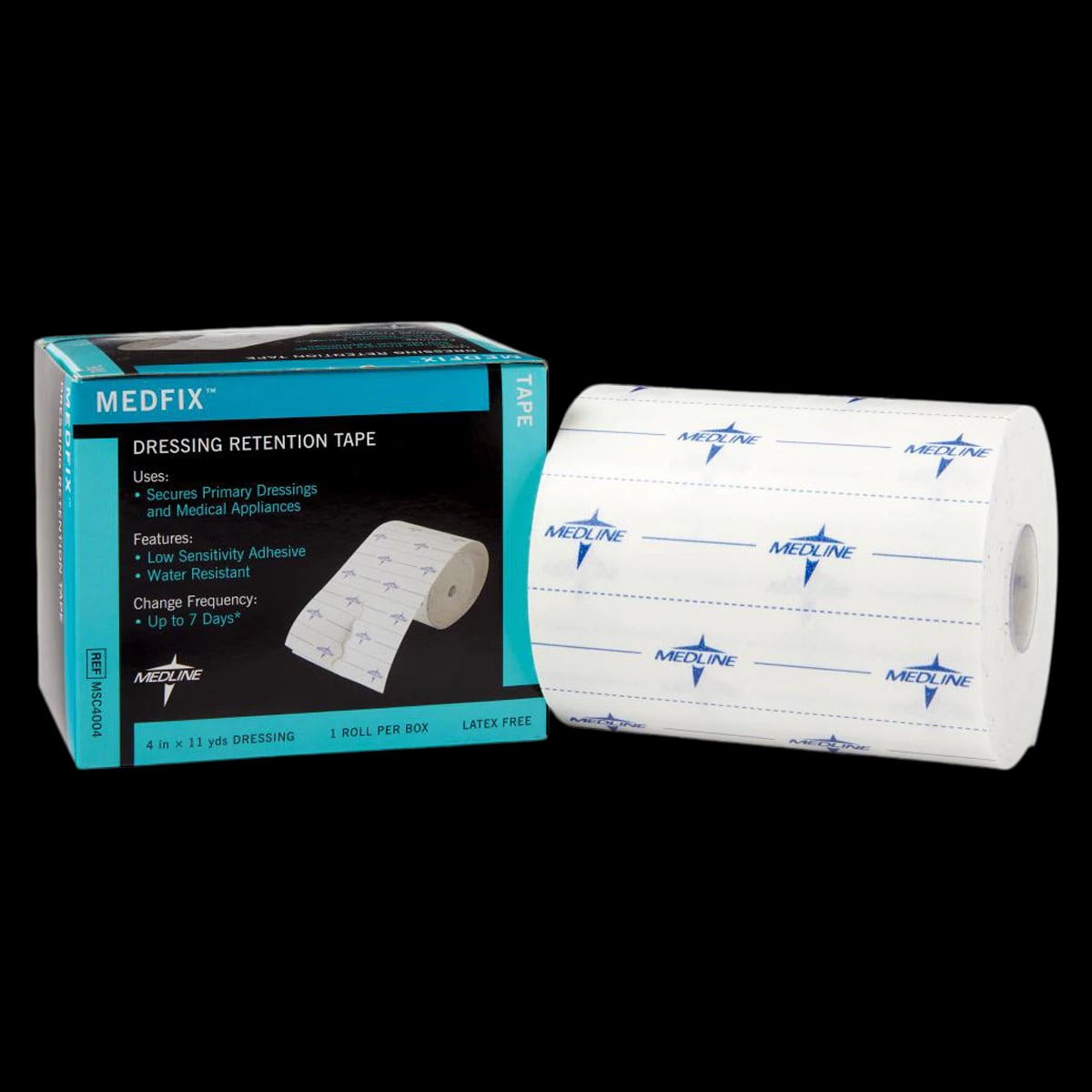 Medline MedFix Retention Tape, Fabric, 4" x 11 yd, White, 1 Roll/Box