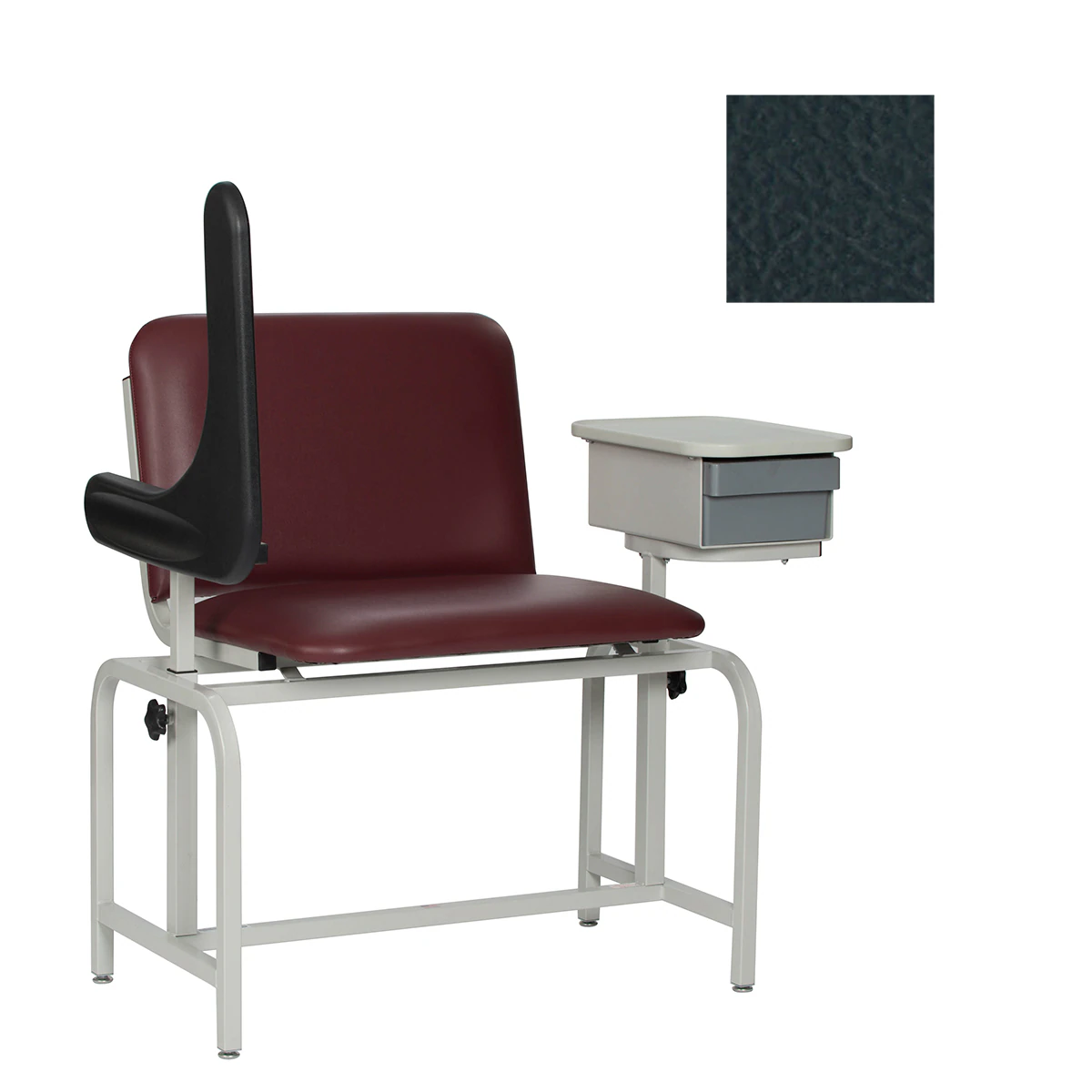 Winco Mfg Blood Draw Chair XL, Black, Steel Frame, 450 lb Capacity